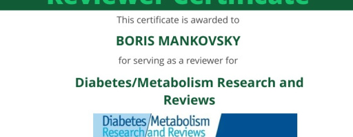 Директор Інституту геронтології Борис Маньковський отримав відзнаку за рецензування наукових робіт у міжнародних журналах